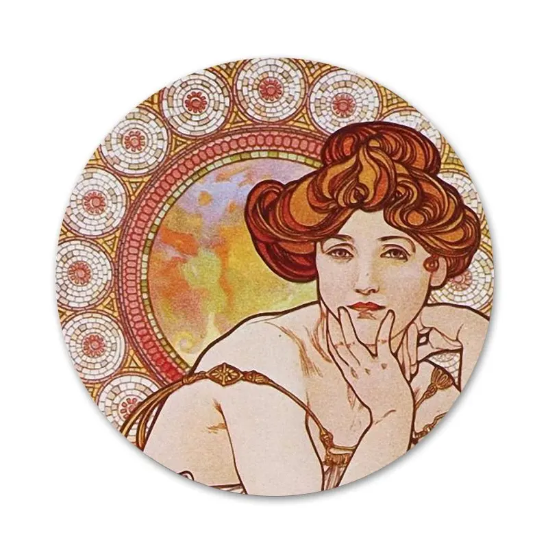 58 мм Арт плакат Альфонса Мухи значок брошь заколка аксессуары для одежды рюкзак