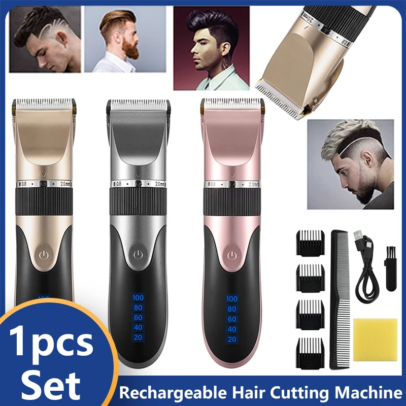 Máquina de Cortar Aparador de Barba Máquina de Corte de Cabelo Corte de Cabelo Profissional Cabelo Barbeiro Recarregável Lâmina Cerâmica Baixo Ruído Adulto Garoto