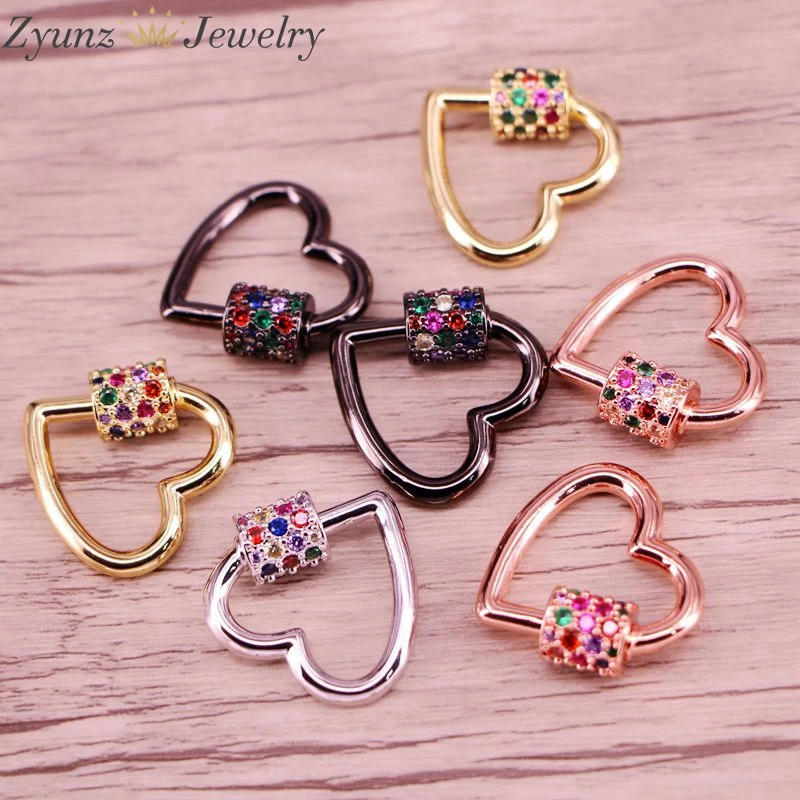 

5PCS, 25*24MM, Rainbow CZ Screw Clasp, Star Clasp, Screw Clasp, Bracelet Clasp, Necklace Clasp, Star,Heart Clasps