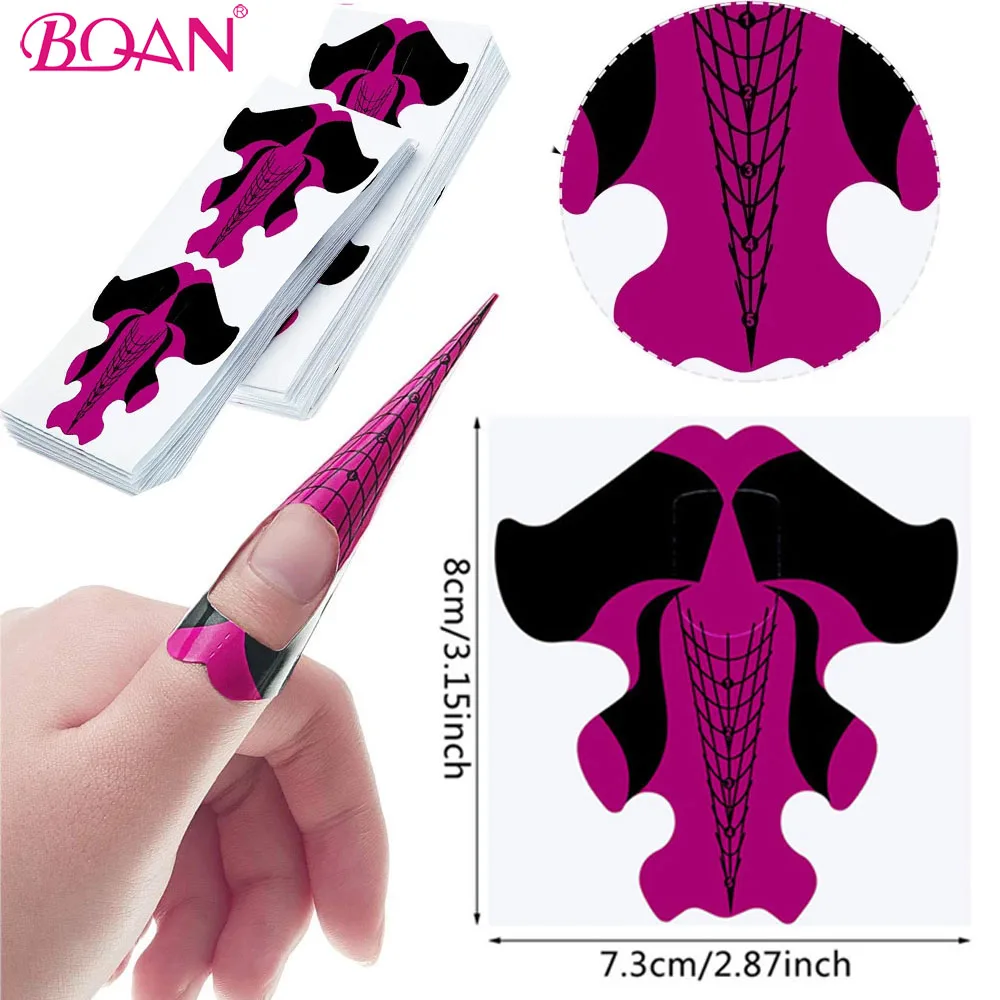 

Форма для французского маникюра BQAN, 50/100/300 шт., наклейка для наращивания акрилового УФ-геля, трафарет для маникюра