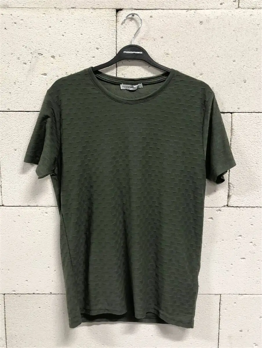 

Mens Khaki Jacquard Crew Neck T-shirt