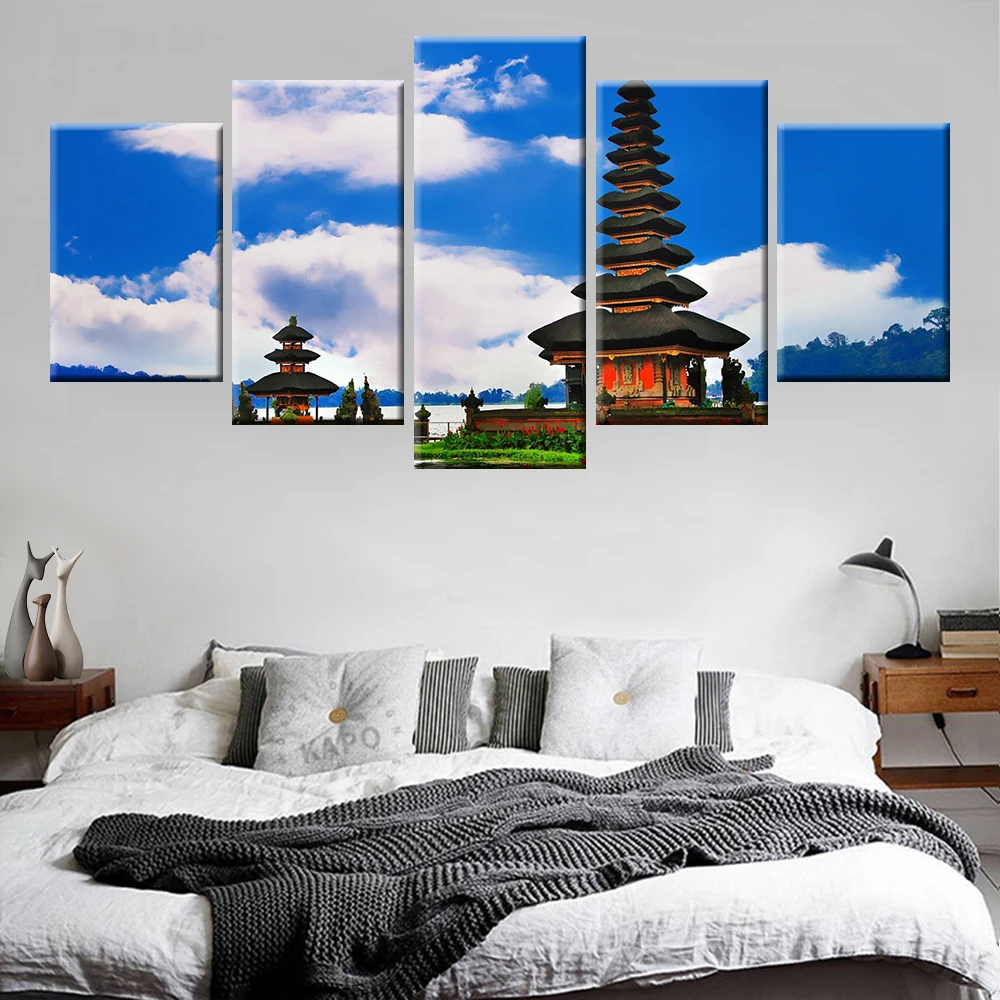 Древние руины архитектура Бали пейзаж постер Холст Картина 5 панель HD Печать