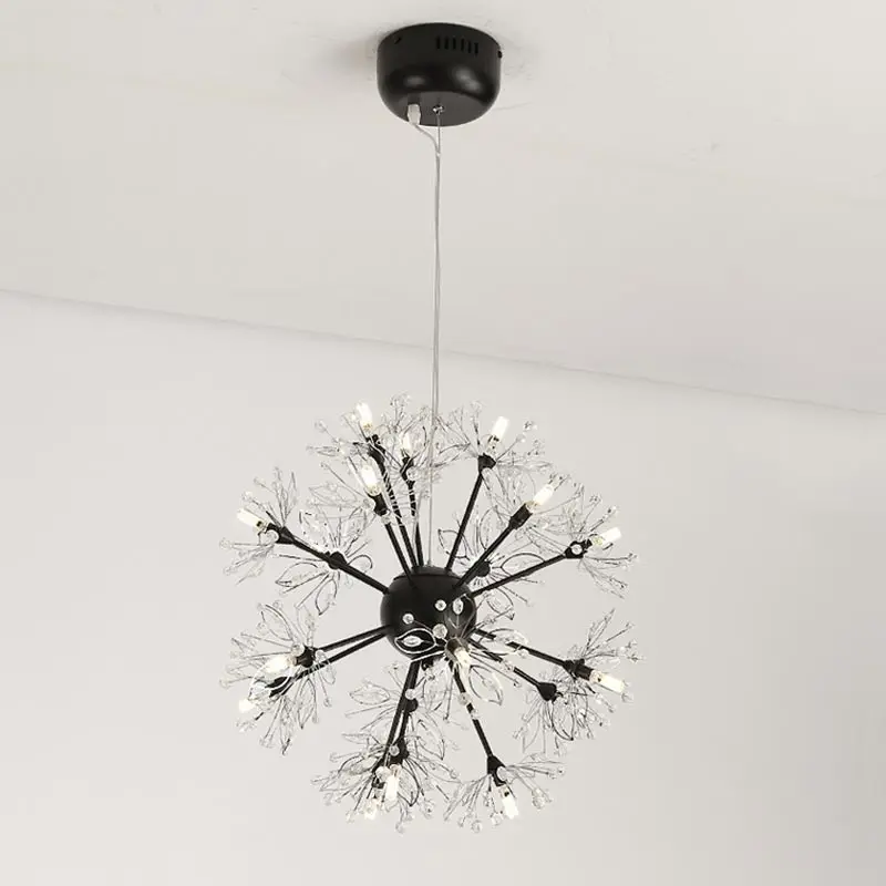 Скандинавский черный дизайн светодиодная лампа роскошная хрустальная люстра