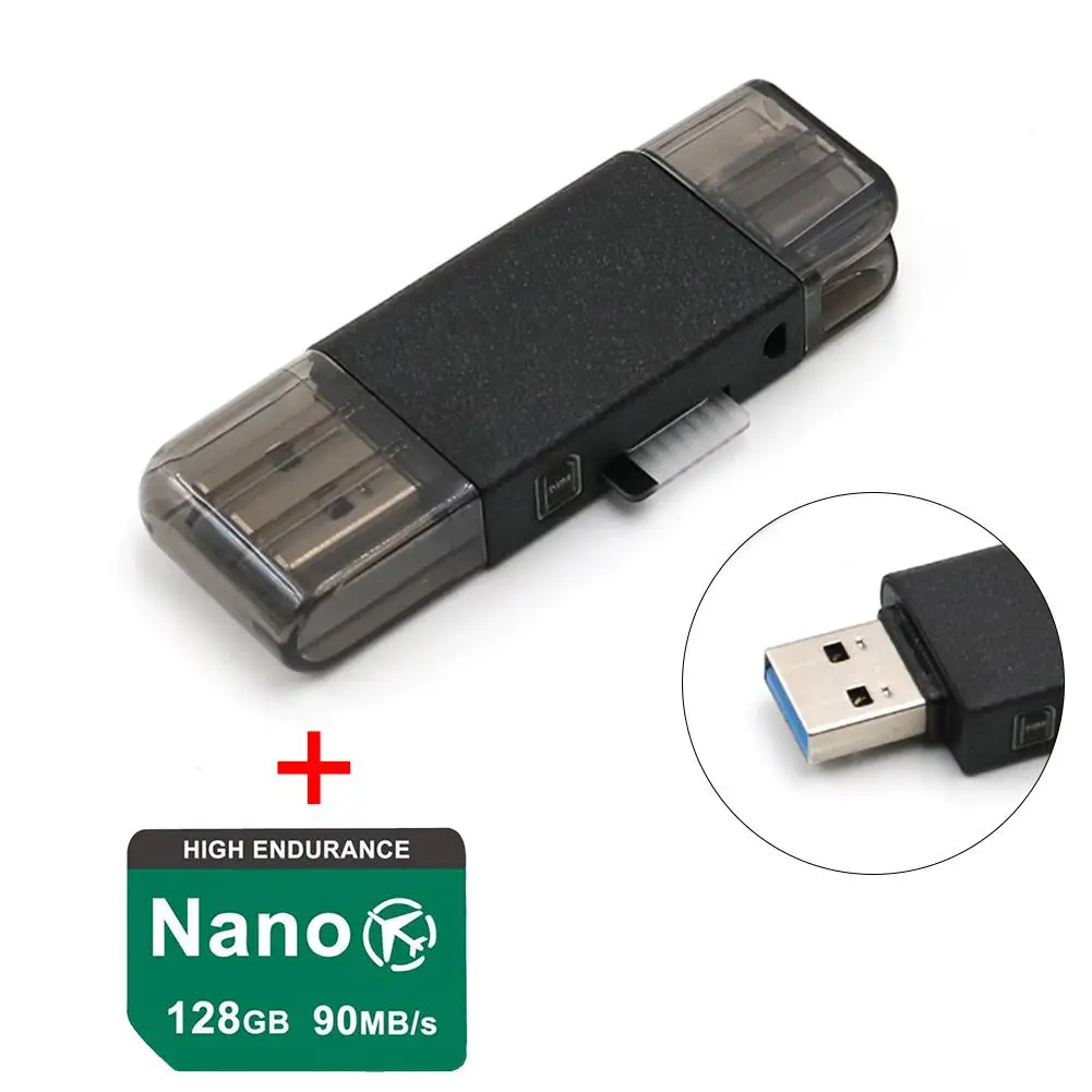 Карта памяти Nano для Huawei Mate20/P30 Pro 128 ГБ 90 МБ/с./с с USB 3 0 Gen 1 Type C двойного назначения TF/NM