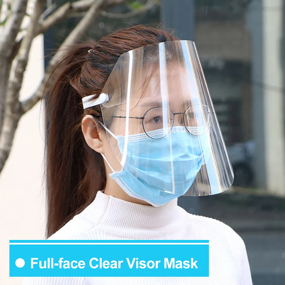 

Protective Face Shield Clear Visor Flip Up Transparent Mask Anti Splash Elastic Band Full Face Cover 2020 New