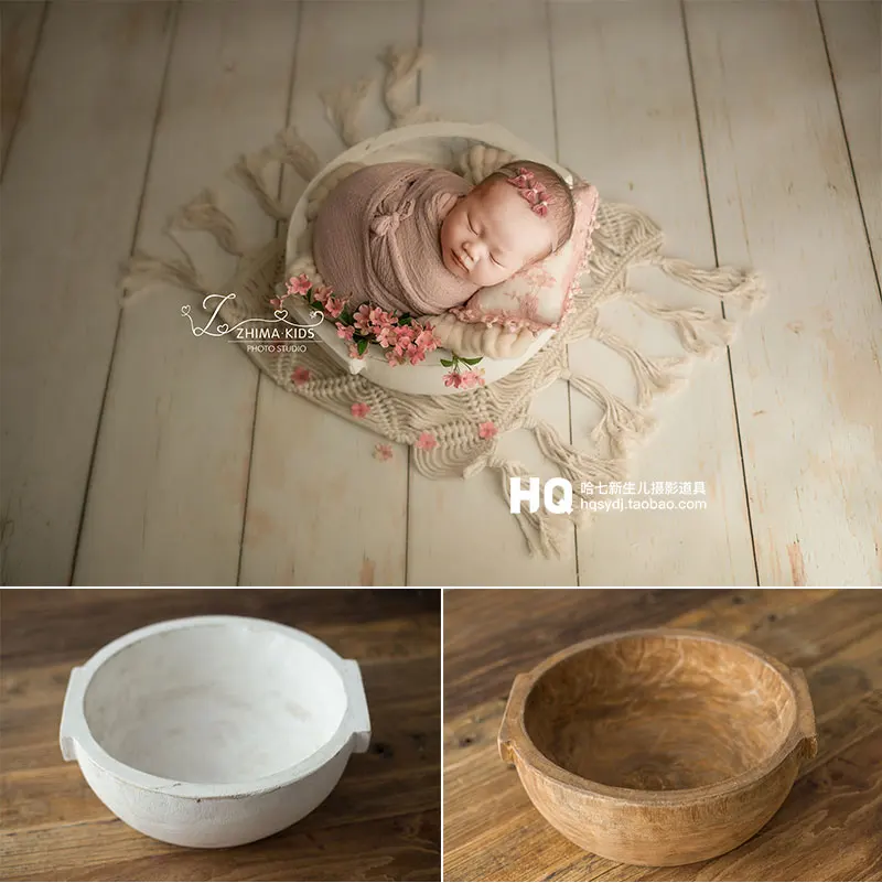 2020 винтажная деревянная корзина для фотосъемки новорожденных BowlBaby реквизит