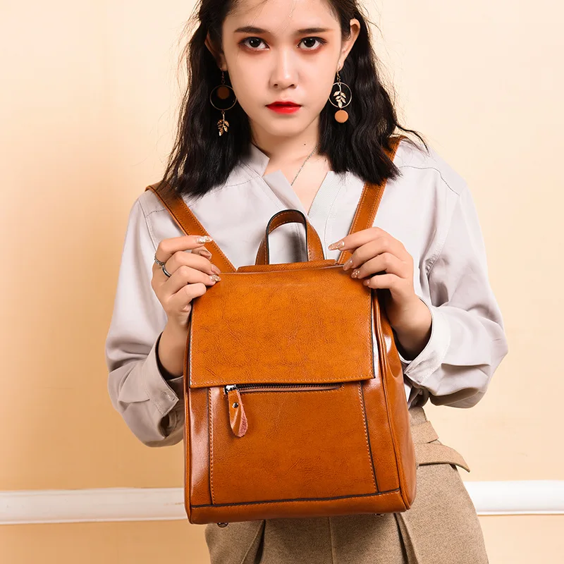 

Backpack women 2020 high-capacity leather retro backpack women's backpack fashion backpack women's backpack all-match