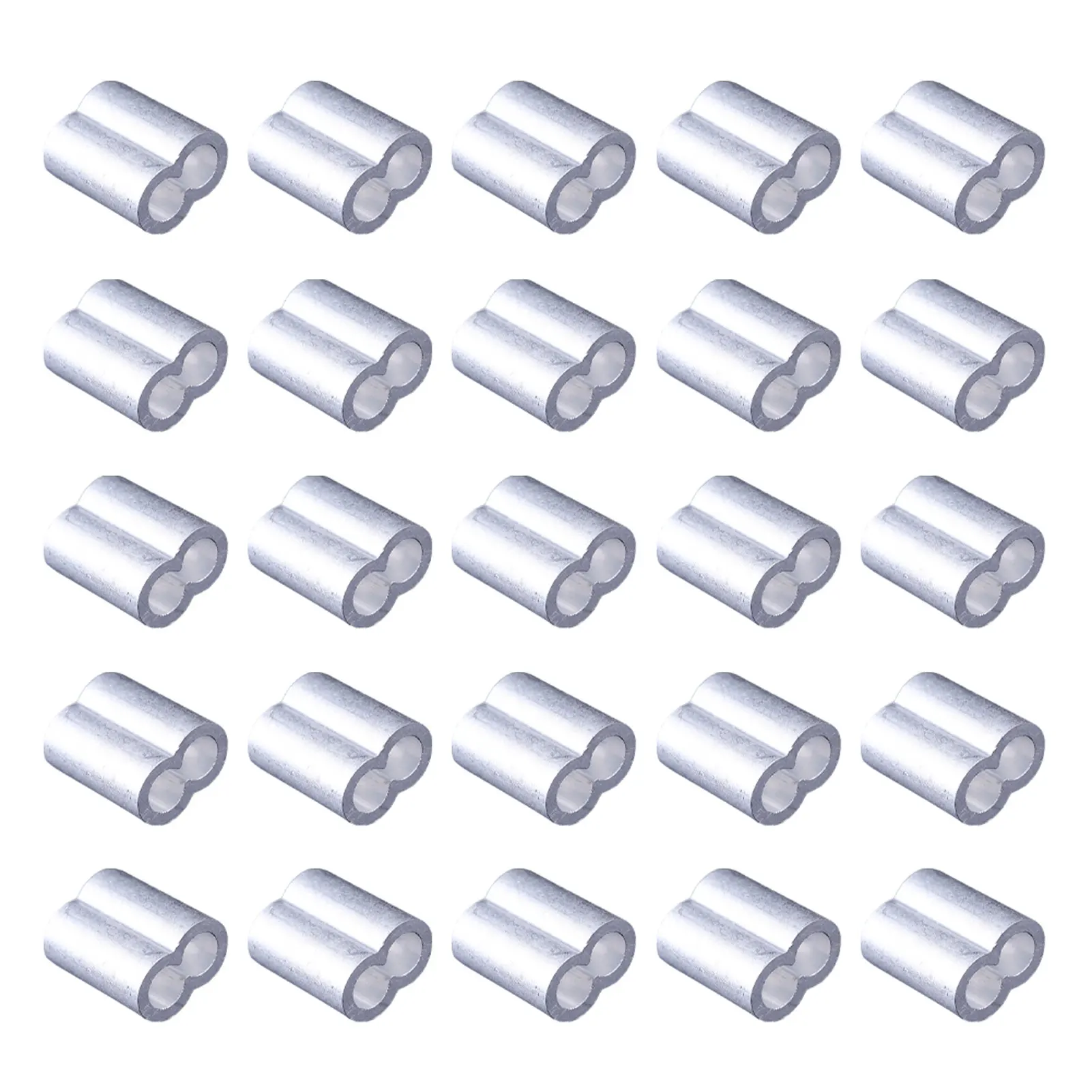 

100pcs Hanging Double Ferrules Wire Rope Fireplace Oval Silver Loop Cable Crimps Line Aluminum Crimping Sleeve Clips Vents