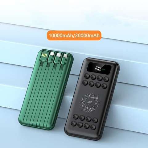 Универсальное магнитное Беспроводное зарядное устройство Qi Power Bank 20000 мАч Быстрая зарядка с кабелем 10000 мАч Powerbank для iPhone 15 Samsung S20