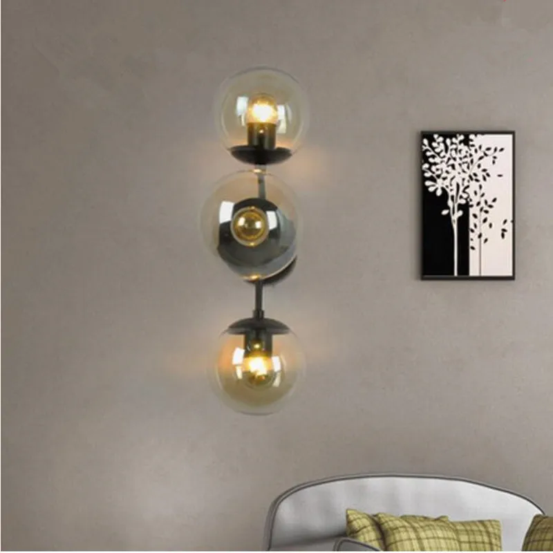 

Nordic Modern LED Wall Lamp Glass Ball Bathroom Mirror Beside American Retro Wall Light Sconce Wandlamp Aplique Murale