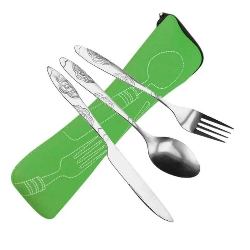 4 шт стальные ножи Набор вилок и ложек Семья располагаться лагерем перемещения
