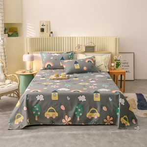 1pcs Pure Cotton Single Size Kids Bed Linen (No Pillowcase) 100% Cotton Bed Sheet Cartoon Lion Printed Double Top King Sheets