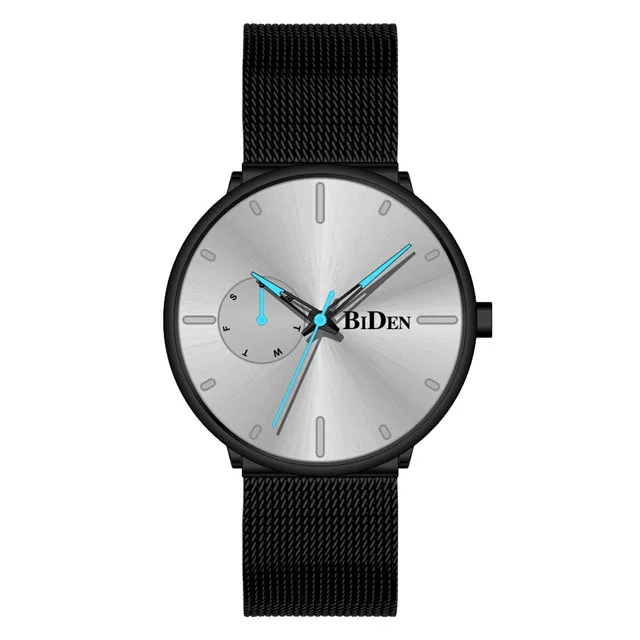 Color 5 Reloj Hombre BIDEN Top Brand Luxury Men Watches Waterproof Ultra Thin Date Wrist Watch Male Mesh Strap Casual Quartz Clock - Цвет: Color 5