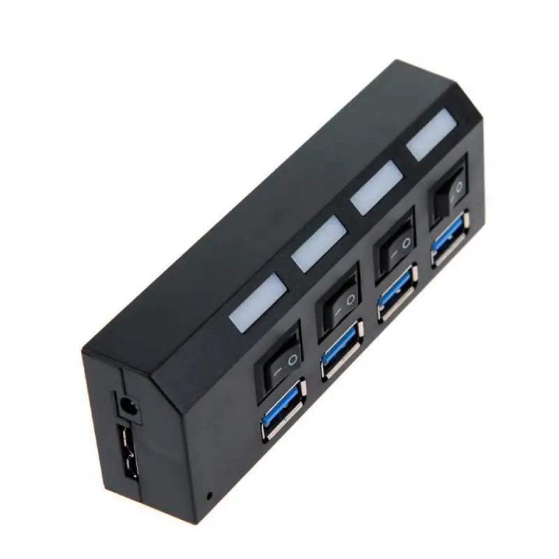 

USB HUB 2.0 Adapter Portable 4Ports Micro USB 2.0 HAB Splitter Hub High Speed Power On Off Button For Laptop PC Tablet