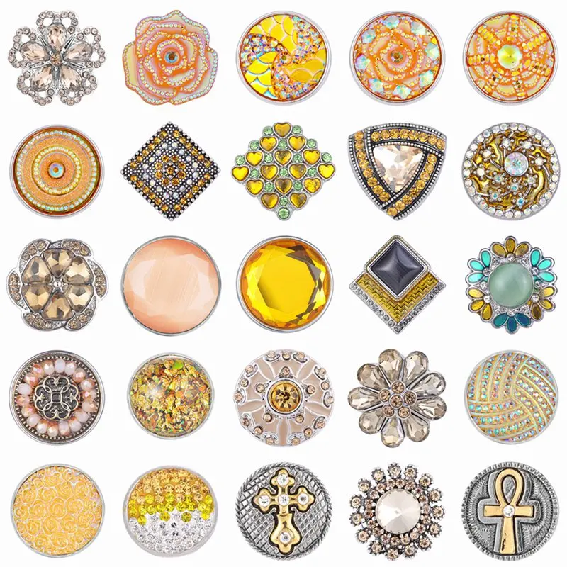 Желтый цвет дизайн кнопки 18 мм Оснастки Подвески fit Имбирное печенье jewelry Vn