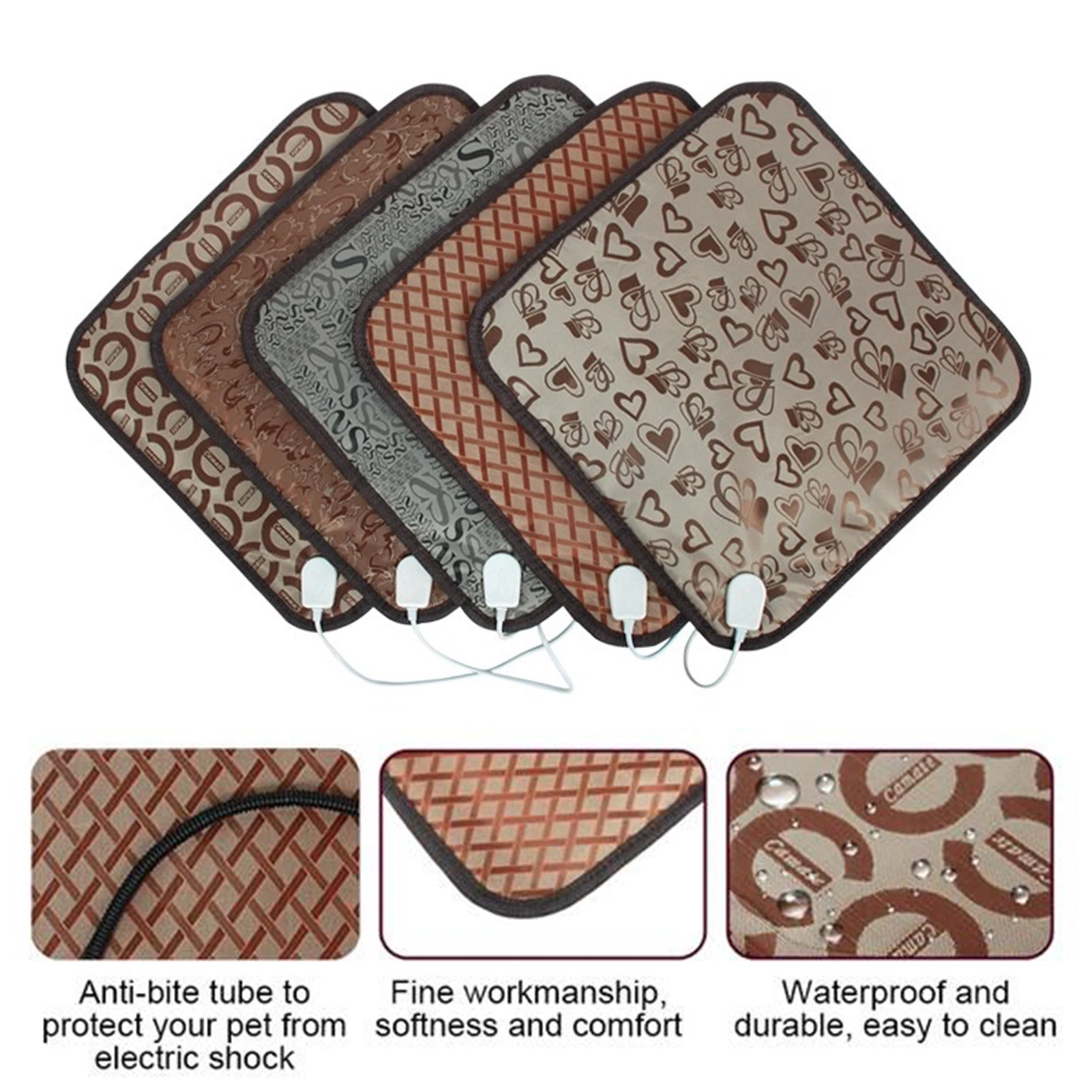 

Pet Heating Pad Electric Mat Waterproof Safety Winter Warmer Bed Blanket with Anti Biting Tube for Dogs Cats Pets Easy Cleaning