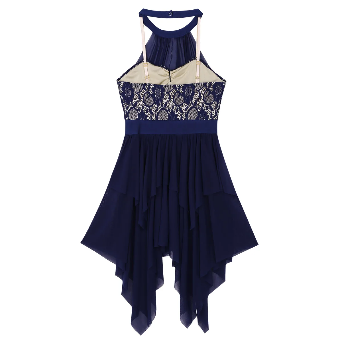 Женское кружевное ассиметричное балетное платье-купальник для фигурного