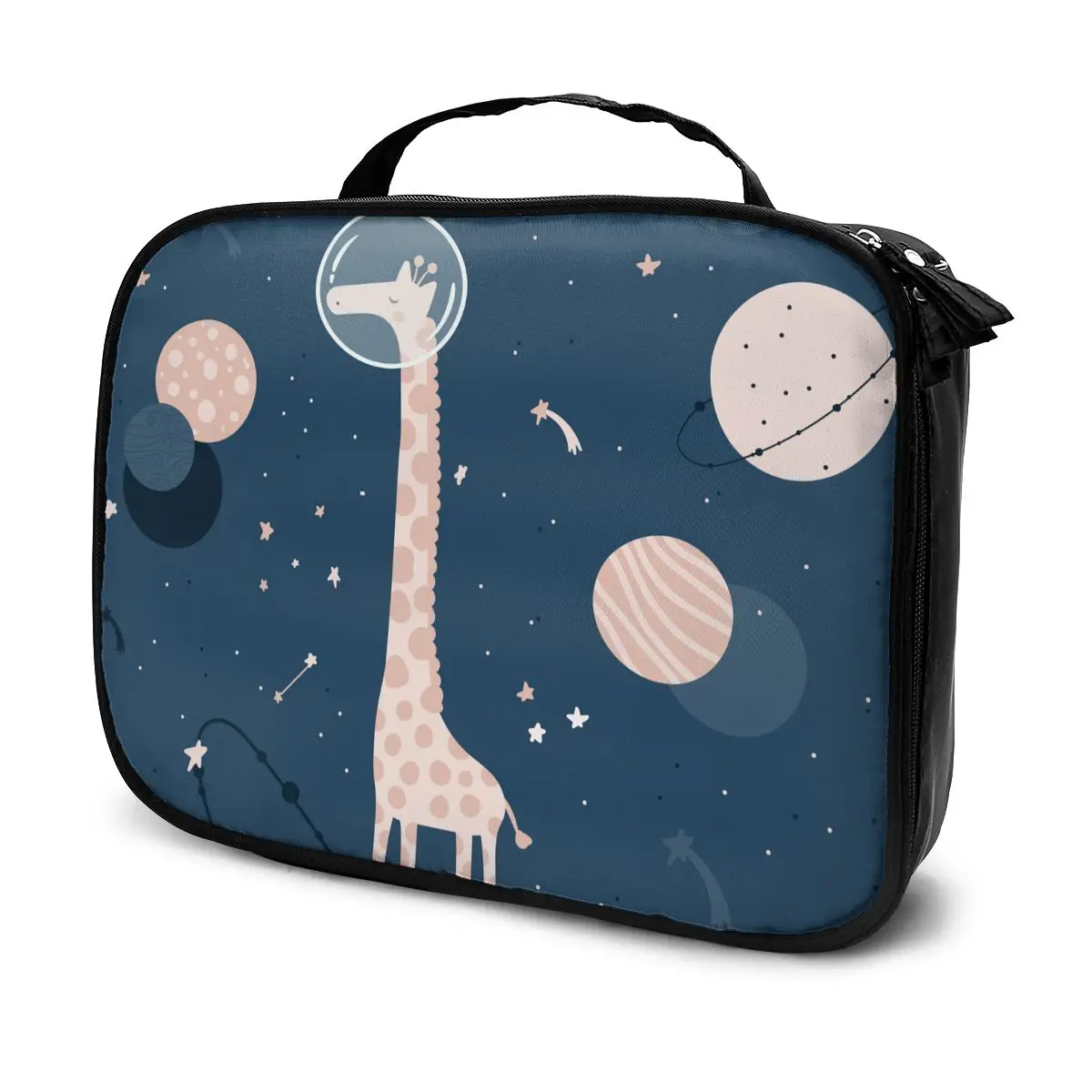 

Женская косметичка, милый жираф в космосе, многофункциональная дорожная косметичка, набор для ухода, органайзер для туалетных принадлежнос...