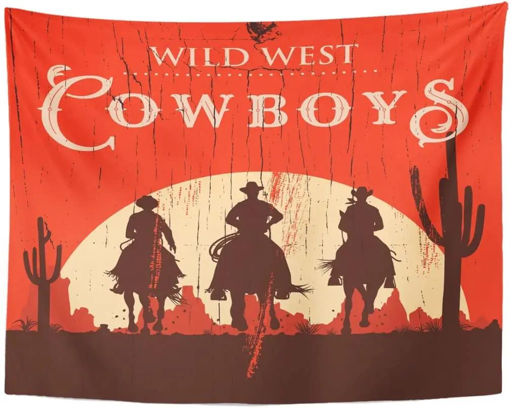 Черный Западный силуэт ковбоев для верховой езды на лошадях деревянной вывеске