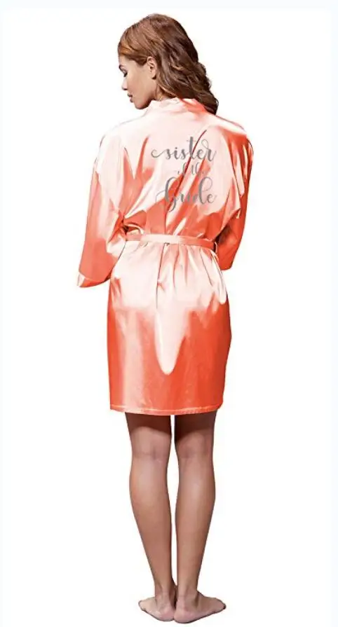 Халат кимоно для подружки невесты Атласный халат с белыми и черными буквами