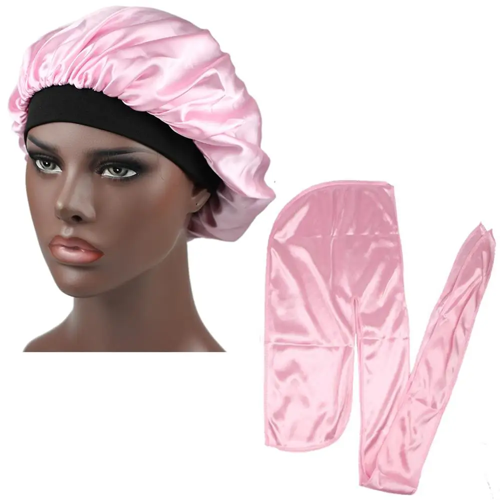 Шелковая Атласная шапочка Durag для мужчин и женщин банданы с шелковистой