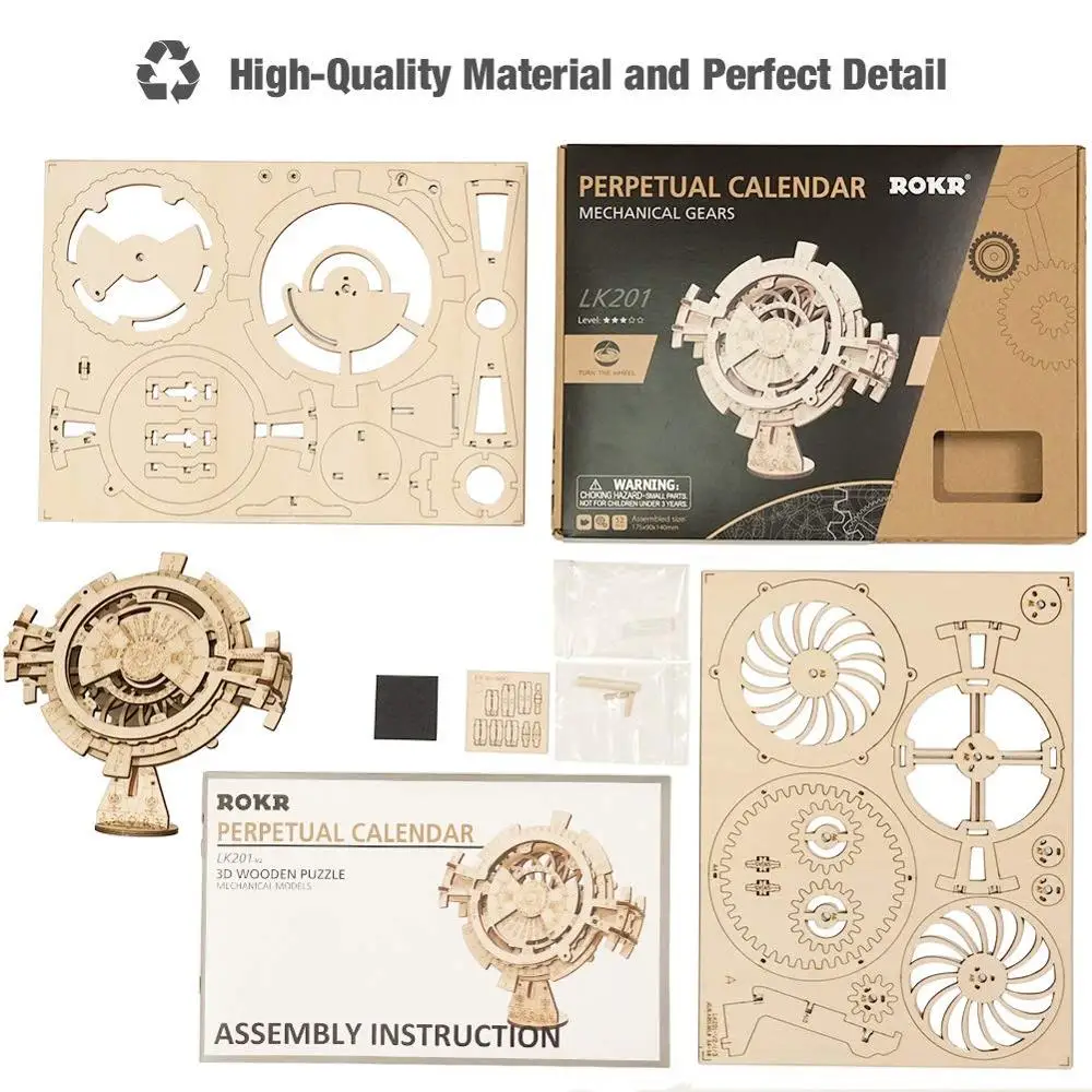 

Robotime New Arrival DIY 3D Perpetual Calendar Wooden Puzzle Game Assembly Toy Gift LK201 for Dropshipping