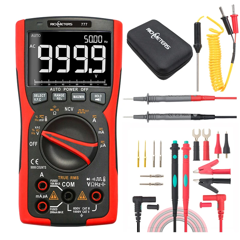 

Digital Multimeter 9999 True RMS Analog Tester Multimetro Transistor Capacitor NCV ACDC Test lead alligator clip suite