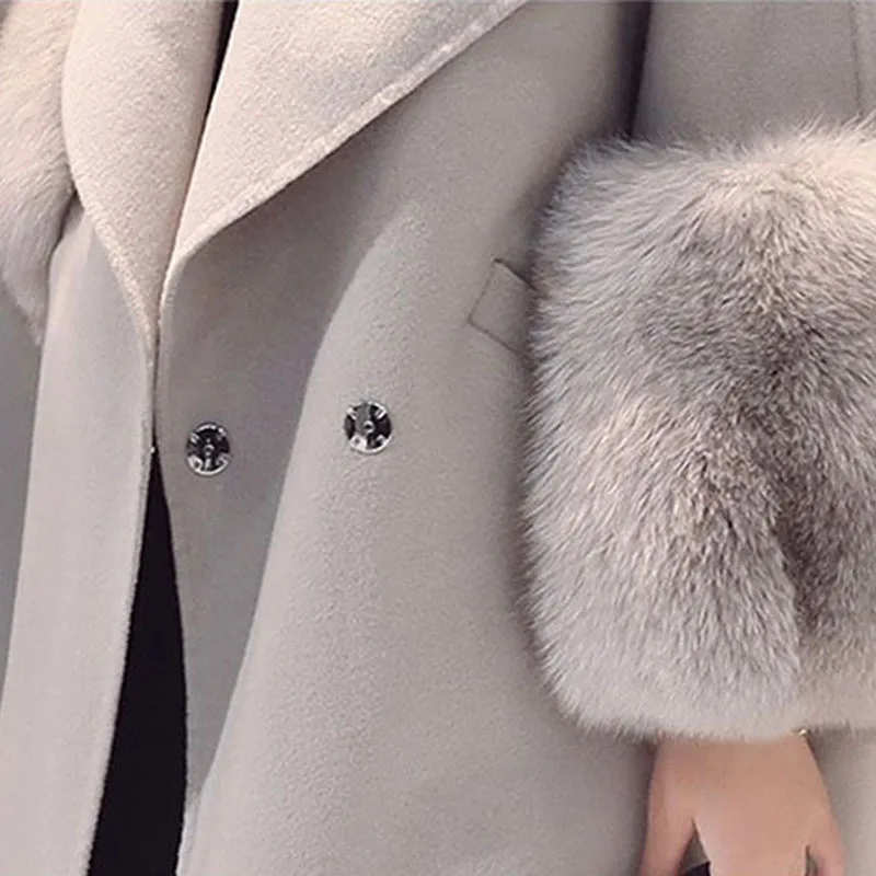 

Woolen coat women autumn winter Korean version 2019 new fashion wool long paragraph solid color loose large size wool coat