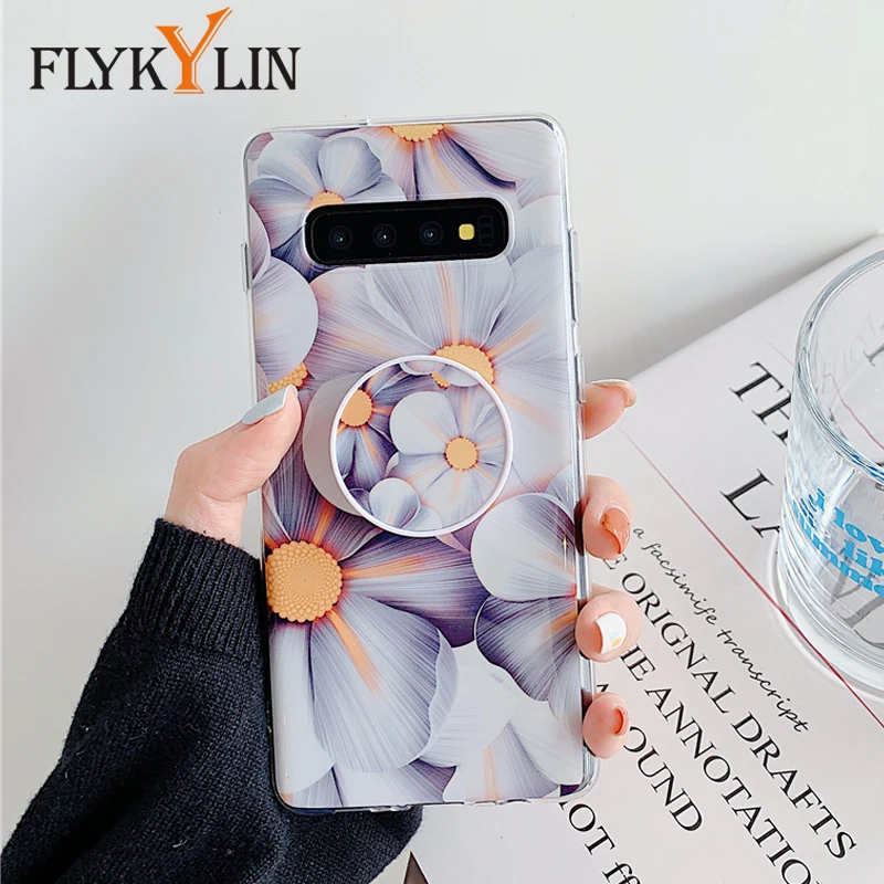Чехол-подставка FLYKYLIN с разноцветными цветами для samsung Galaxy S10 Plus S9 S8 Note10 чехол M10 A50