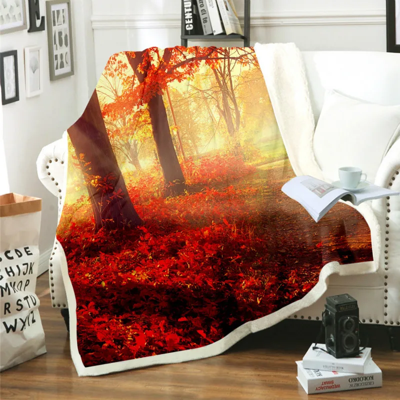 

Explosive Maple Leaf Flower Sea 3D Digital Thick Lamb Wool Blanket Household Blanket Cover Blanket Lazy Blanket
