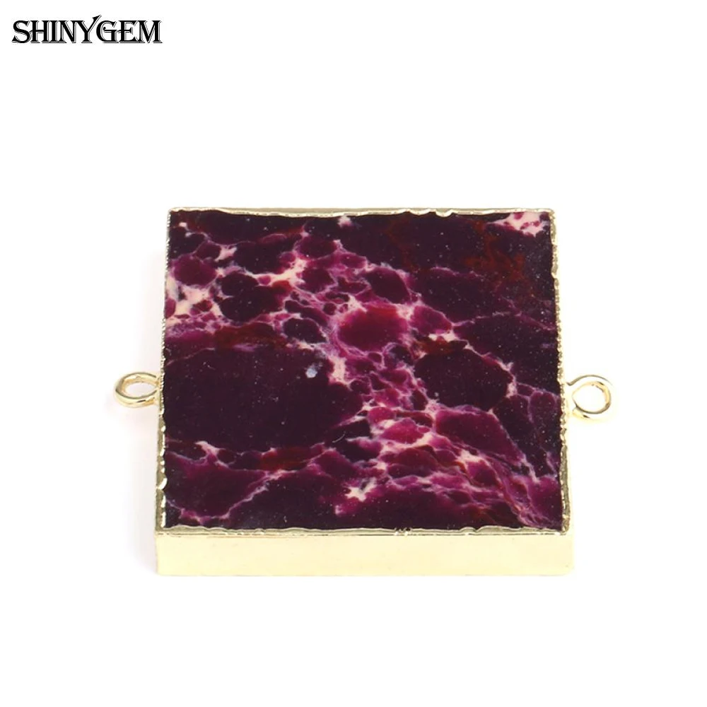 ShinyGem 30 мм квадратная форма натуральный морской осадочный камень кулон разъем