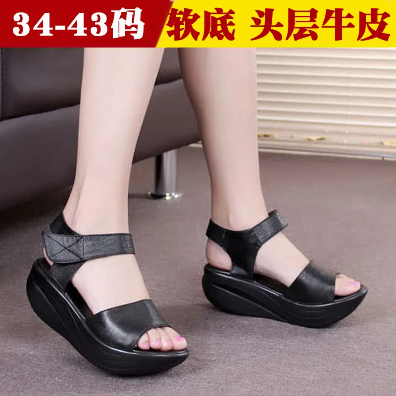 

Leather thick women's 2021 summer rocking shoes sole sandals