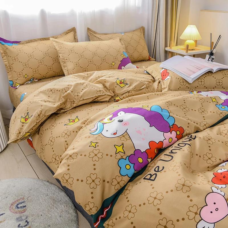 Комплект постельного белья с принтом для дома наволочка пододеяльник постельное