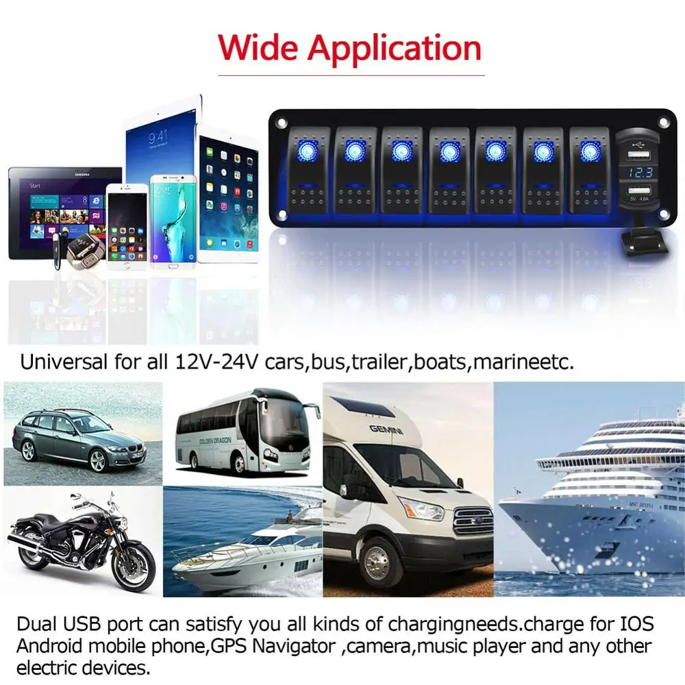 8 банд переключатель панели автомобиля Стайлинг Водонепроницаемый 12 в авто лодка