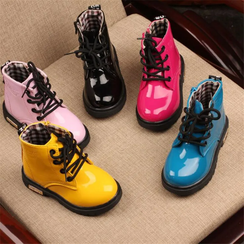 Ботинки для мальчиков и девочек из искусственной кожи водонепроницаемые цвет в
