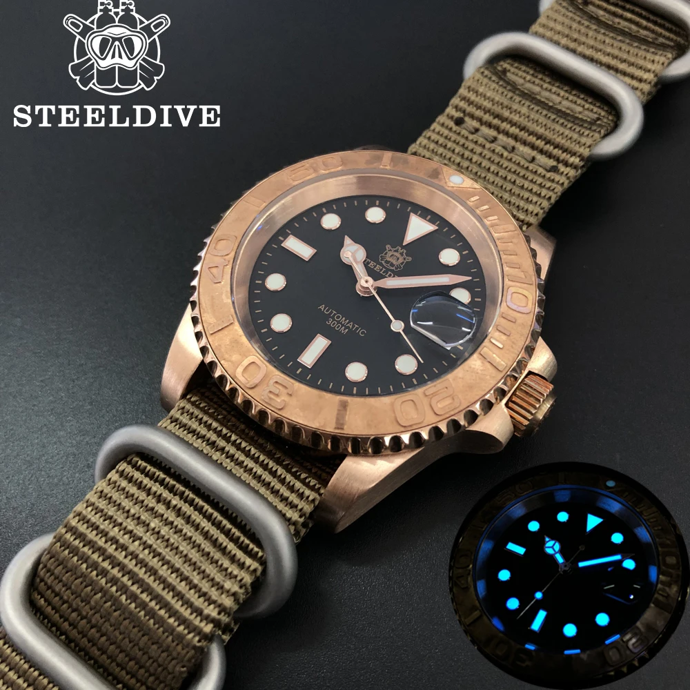 

Steeldive 1953S Luxury Watches Top Brand Mens NH35 Automatic Dive Watches Men 200m Bronze Dive Automatic Watch Sapphire Crystal