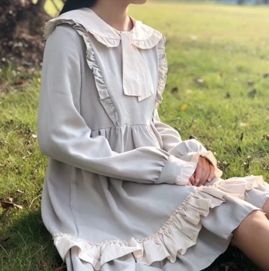 Винтажное милое платье принцессы в стиле Лолиты с завышенной талией готическое