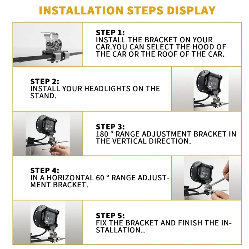 

LED Light Bar Clamp Mounting Kit Hood Led Work Light Bar Mount Bracket Clamp Holder for Offroad Led Work Light Bar