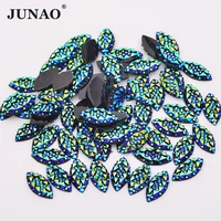 junao 100pcs 715mm black ab horse eye rhinestones resin flatback crystal stone non sewing strass gems for diy clothes crafts