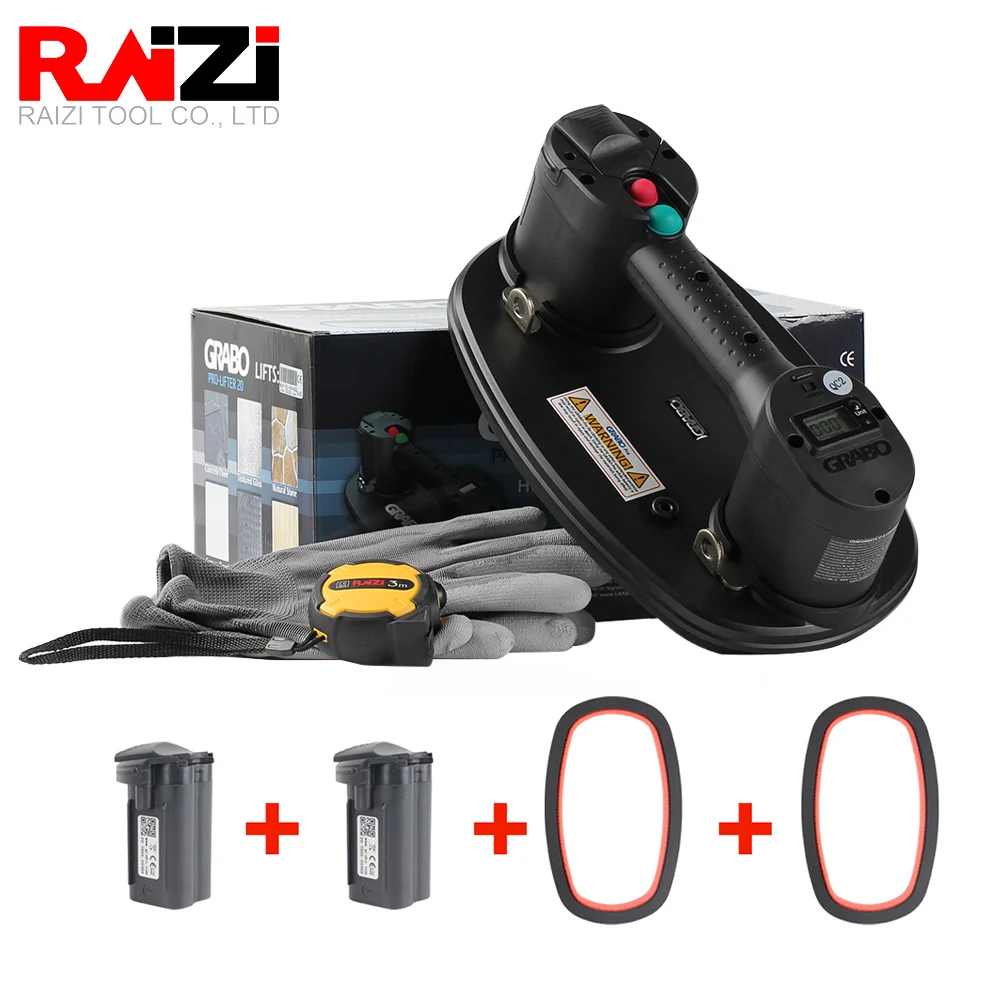 

Электрическая присоска Raizi Grabo Pro с цифровым датчиком давления, с двумя аккумуляторами для древесины, гипсокартона, гранита, стекла, плитки