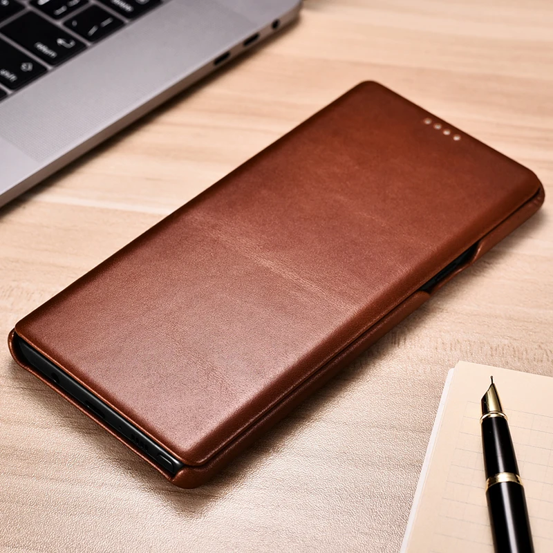 

For Samsung Note9 Flip Case Retro Cowhide Genuine Leather S9 S10 S20 Phone Case Slim Business Smart Cover for Samsung Note8