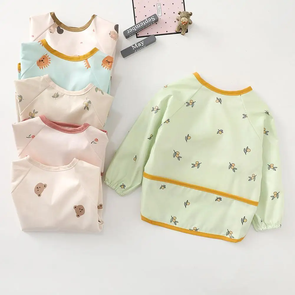 

Adjustable Long Sleeve Baby Bibs Apron Waterproof Toddler Stuff Breakfast Lunch Dinner Feeding Bib For Children Kids Burp C H7y2