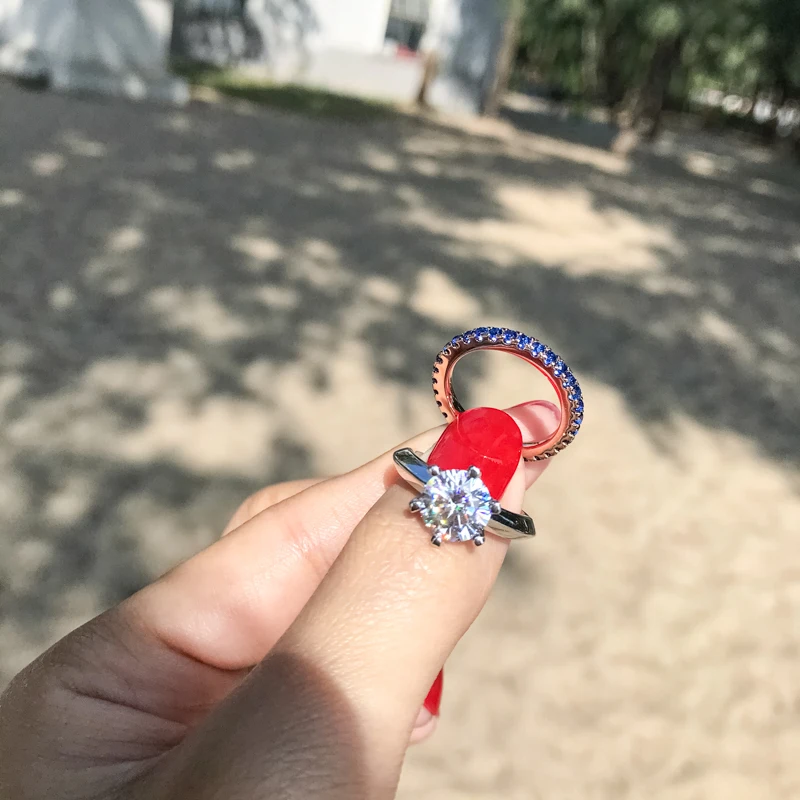 Anziw классический 2ct круглой огранки обручальное кольцо для женщин Сона псевдо