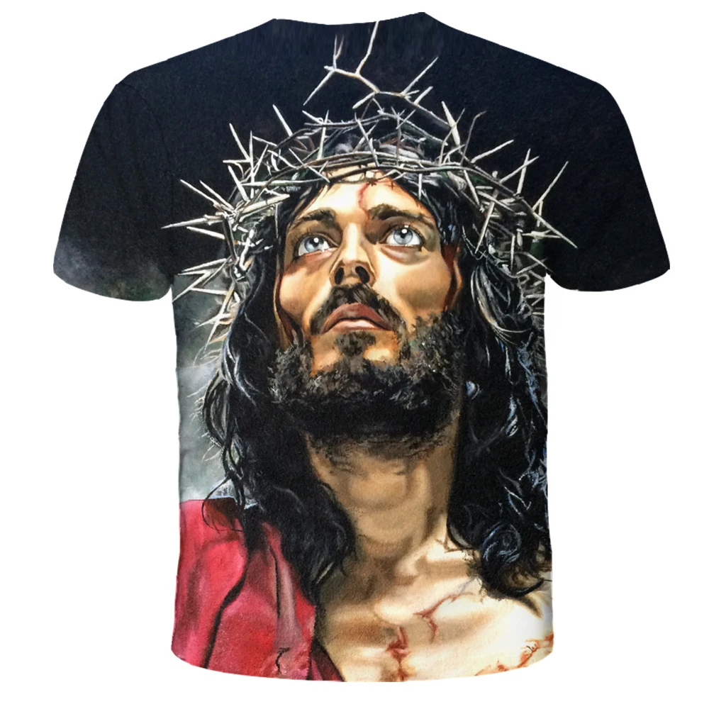Футболка Jesus для мужчин летние футболки с 3D рисунком Бога Спортивная футболка