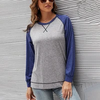 plus size t shirts tops women spring autumn long sleeve o neck front chest cross patchwork tees female casual womens clothing