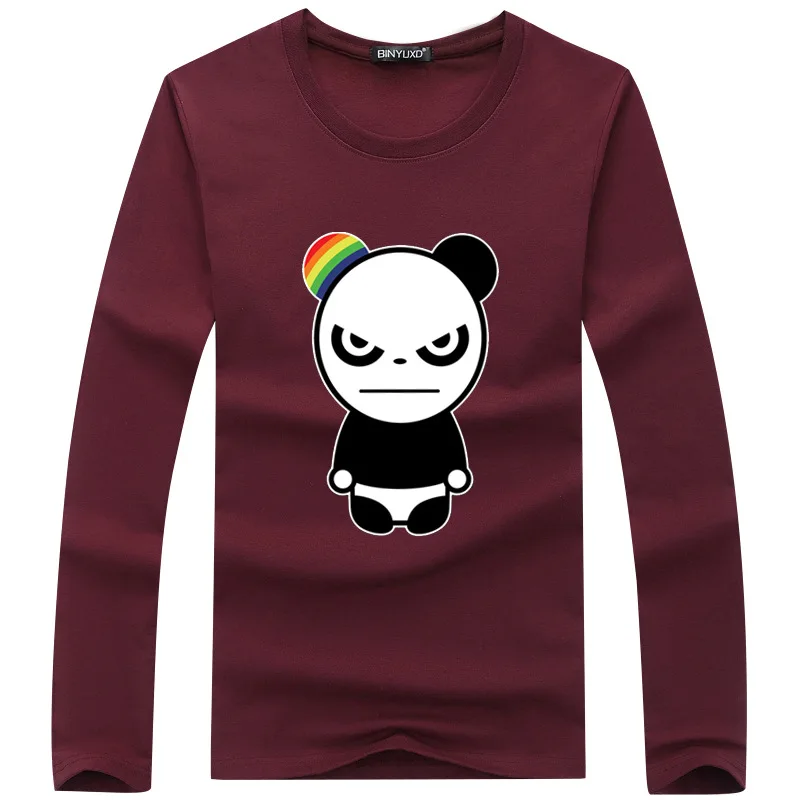 

Cross border new autumn base coat men's long sleeve T-shirt student youth autumn top angry bear