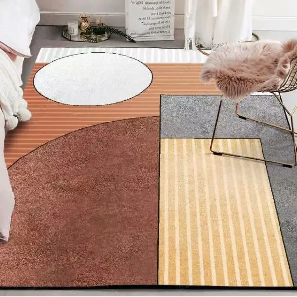 

Carpet Living Room Simple Modern Light Luxury Colorful Brown Sofa Coffee Table Blanket Bedroom Room Home Bedroom Bedside