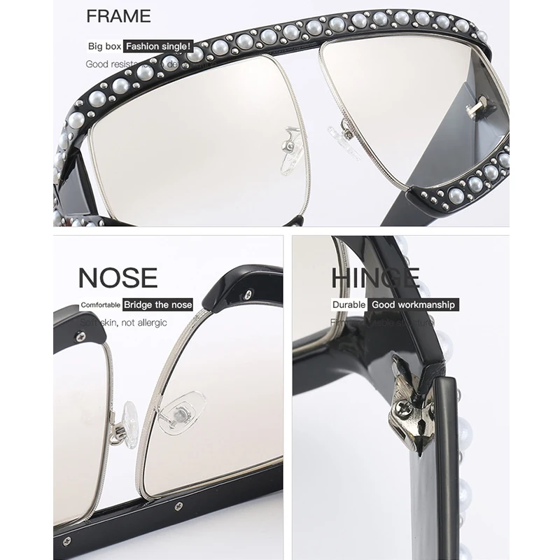 2018 Роскошные Жемчужные полусолнцезащитные очки мужские и женские брендовые