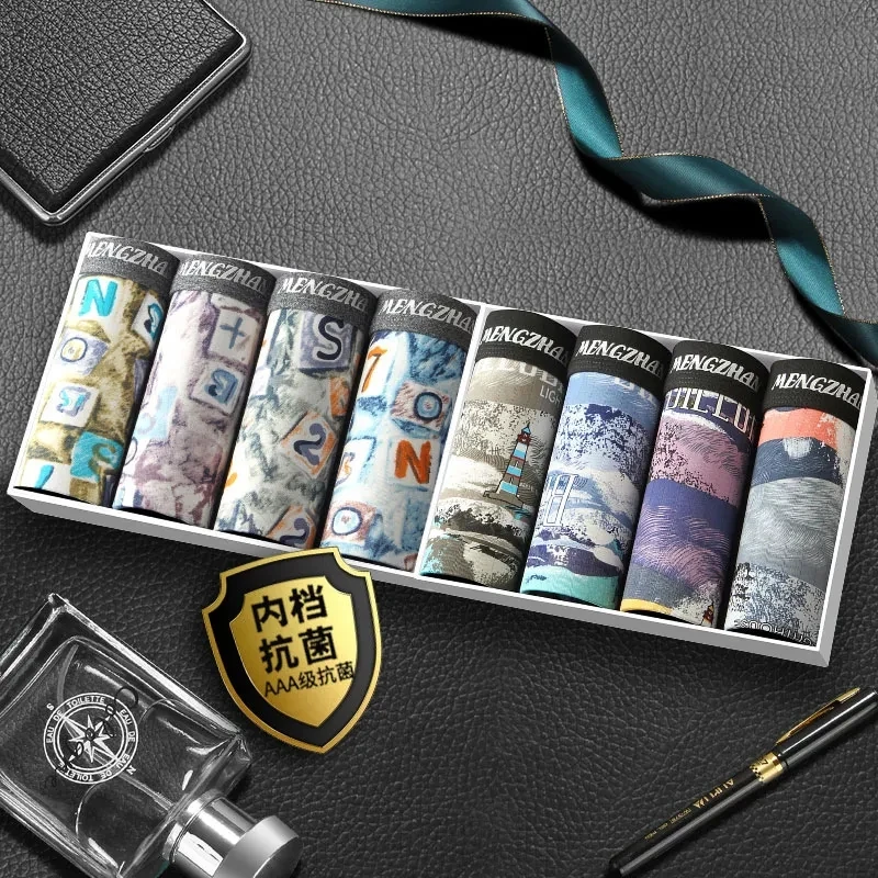 8pcs Cotton Men's Underwear Boxers Male Panties Breathable Sexy Man Boxer Solid Underpants Comfortable Plus Size Shorts Lot