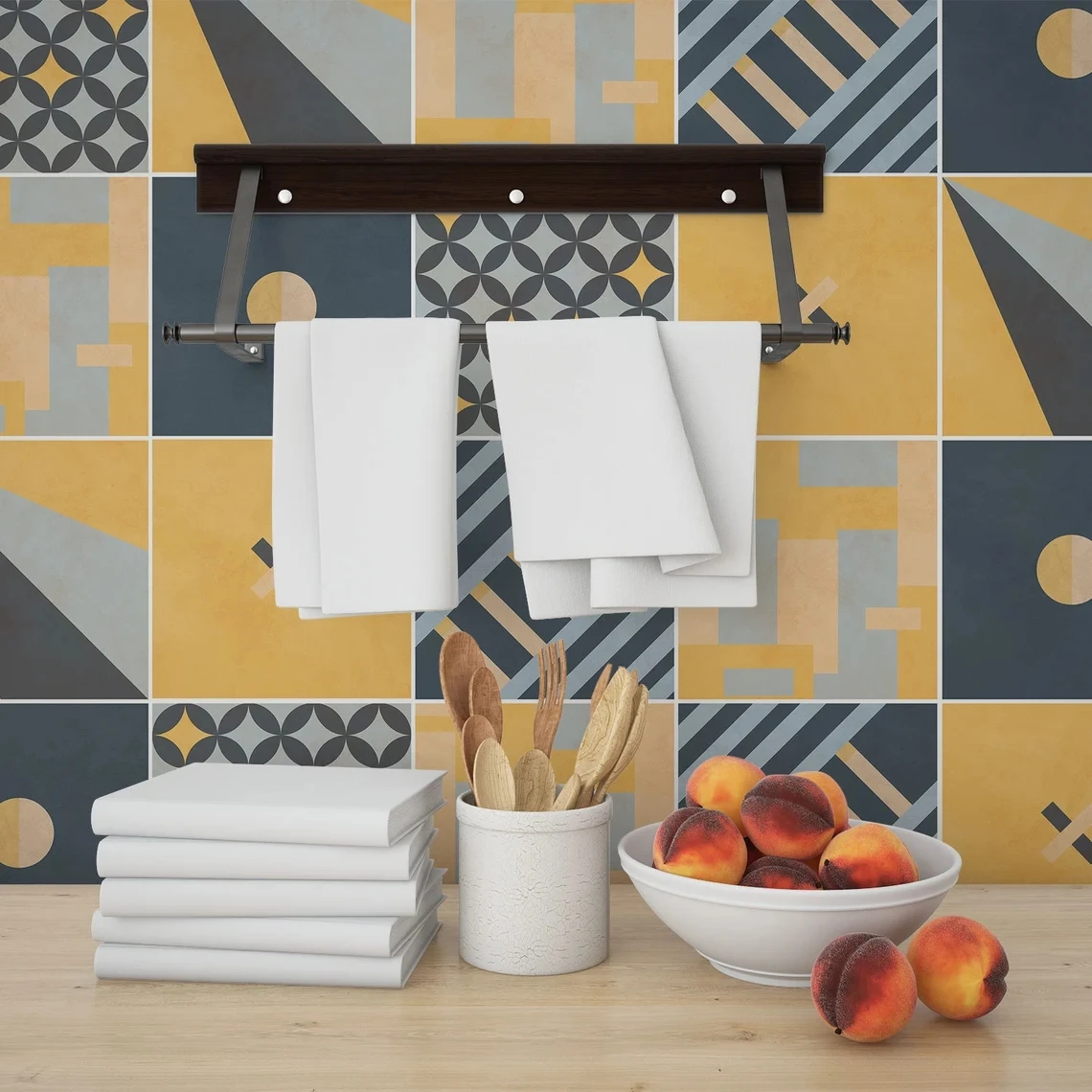 

Modern Geometric Tiles Kitchen Adhesive Tiles Sticker Floor Bathroom Decoration Peel And Stick Backsplash Waterproof 30x30cm